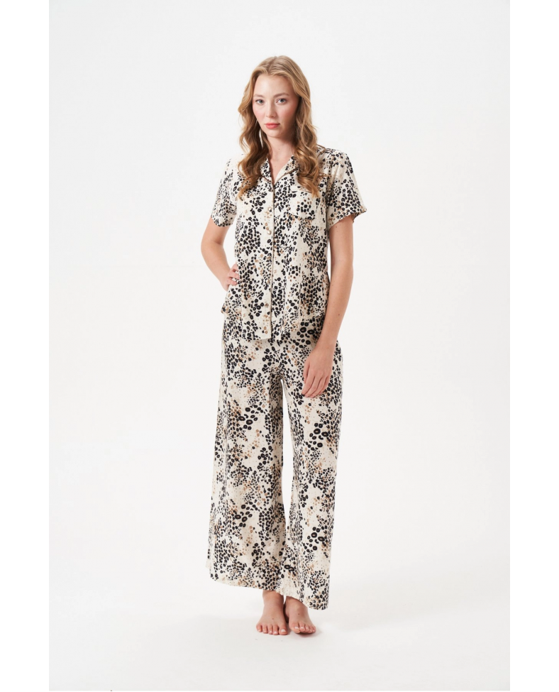 PJS 29049 Kadın Düğmeli Pijama Takım