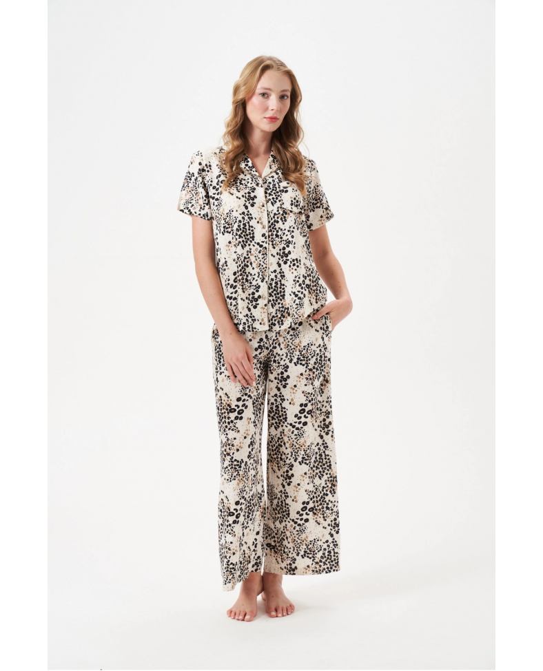 PJS 29049 Kadın Düğmeli Pijama Takım