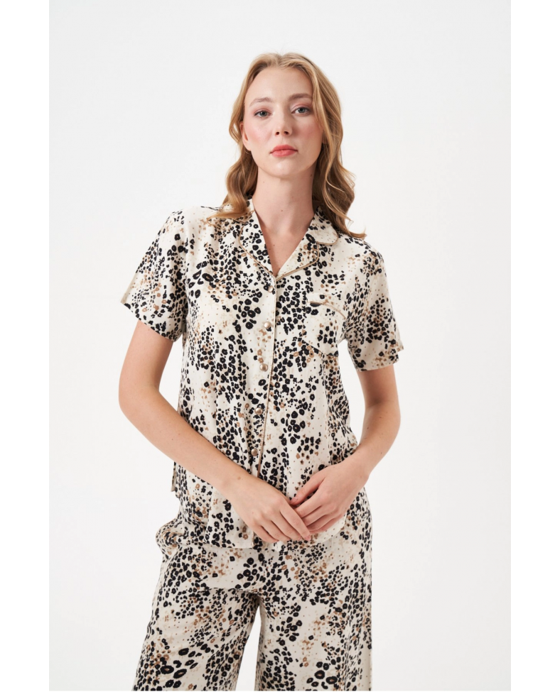 PJS 29049 Kadın Düğmeli Pijama Takım