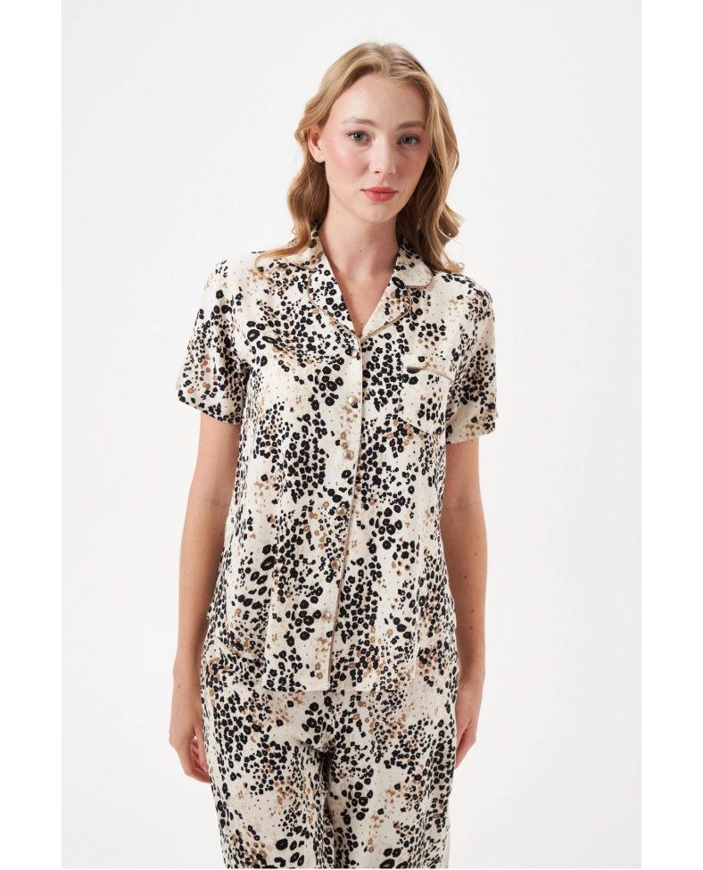 PJS 29049 Kadın Düğmeli Pijama Takım