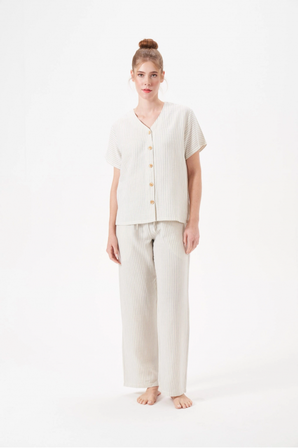 PJS 29098 Kadın Düğmeli Pijama Takım