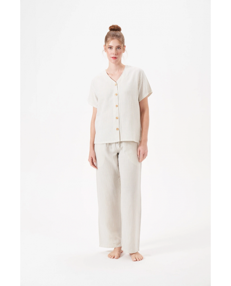 PJS 29098 Kadın Düğmeli Pijama Takım