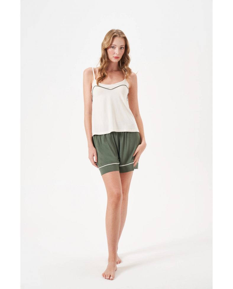 PJS 29021 Kadın İp Askılı Şort Takım
