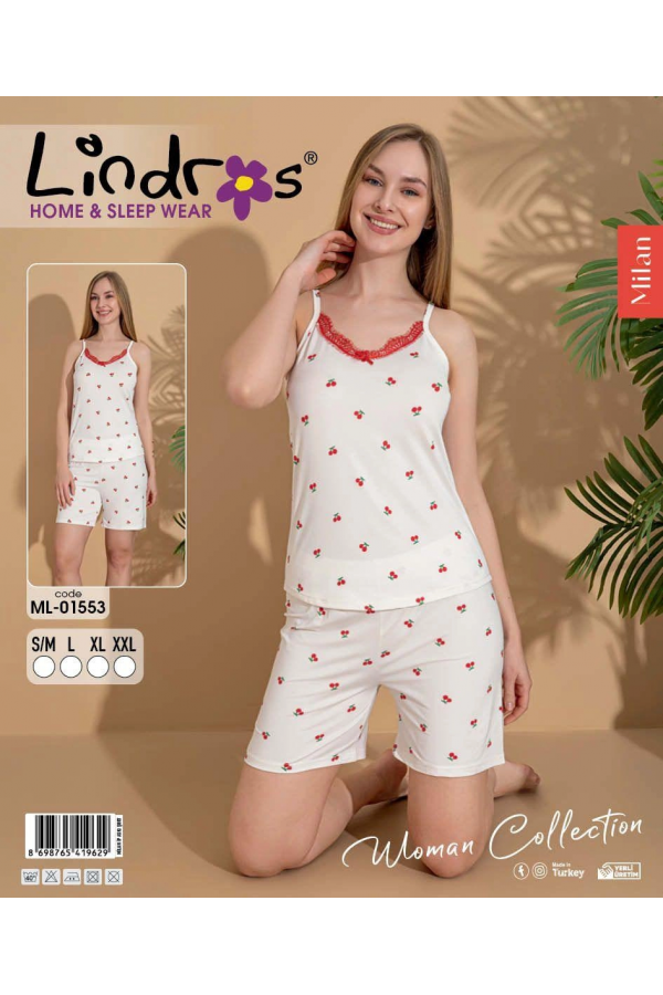 Lindros ML-01553 Kadın Askılı Şortlu Takım