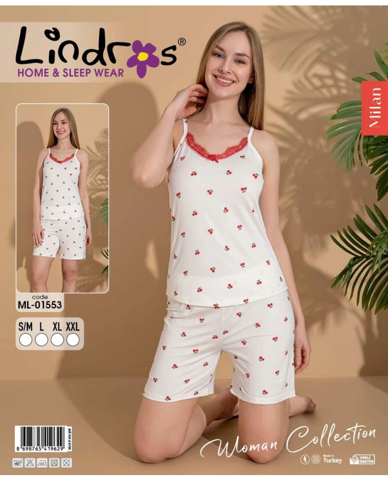 Lindros ML-01553 Kadın Askılı Şortlu Takım