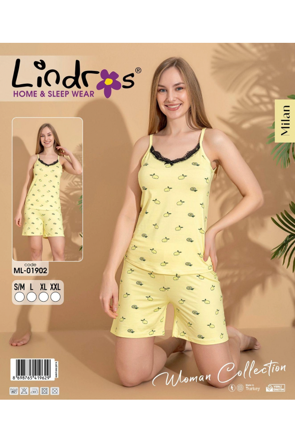 Lindros ML-01902 Kadın İp Askılı Şortlu Takım