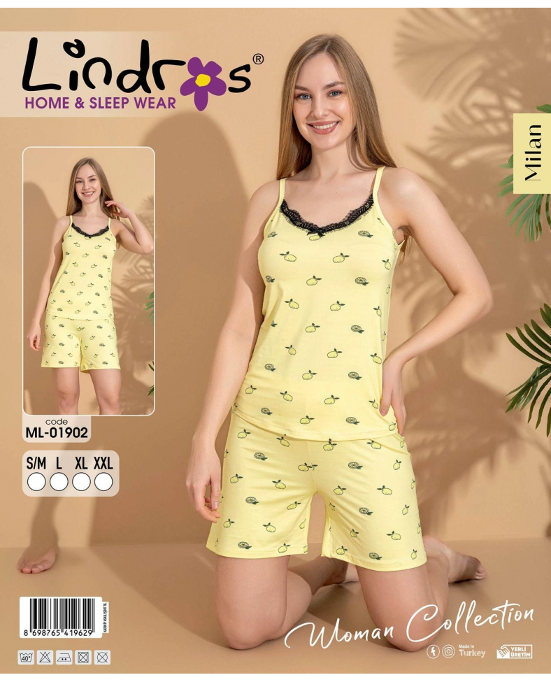 Lindros ML-01902 Kadın İp Askılı Şortlu Takım