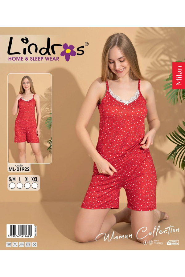 Lindros ML-01922 Kadın İp Askılı Şort Takım