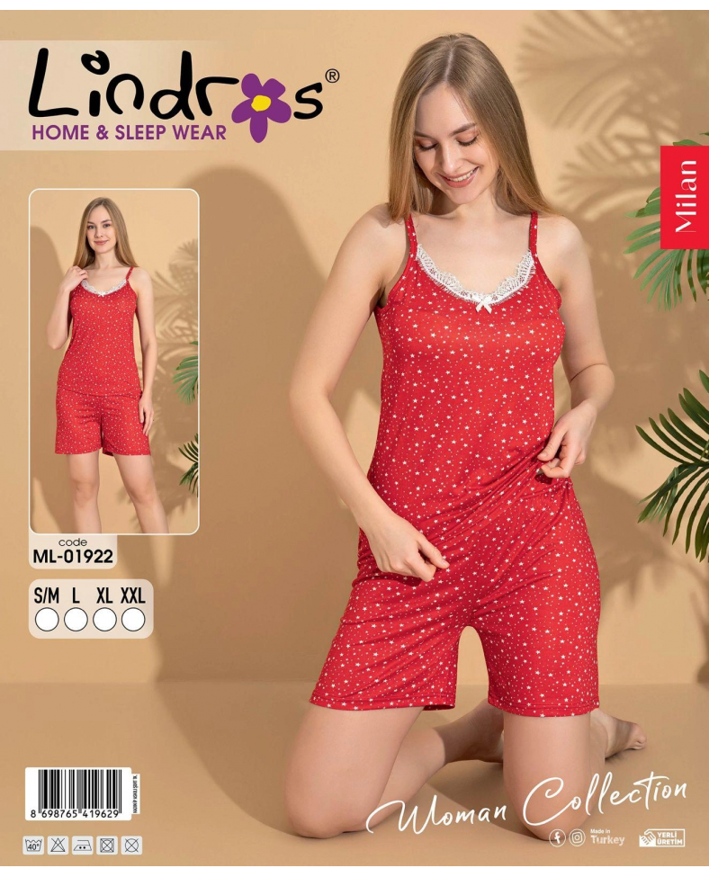 Lindros ML-01922 Kadın İp Askılı Şort Takım