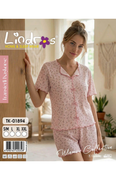 Lindros TK-01894 Kadın Kaşkorse Kısa Kol Şort Takım