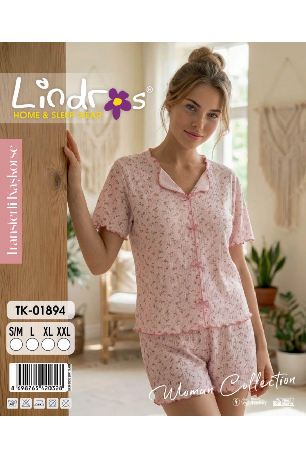 Lindros TK-01894 Kadın Kaşkorse Kısa Kol Şort Takım