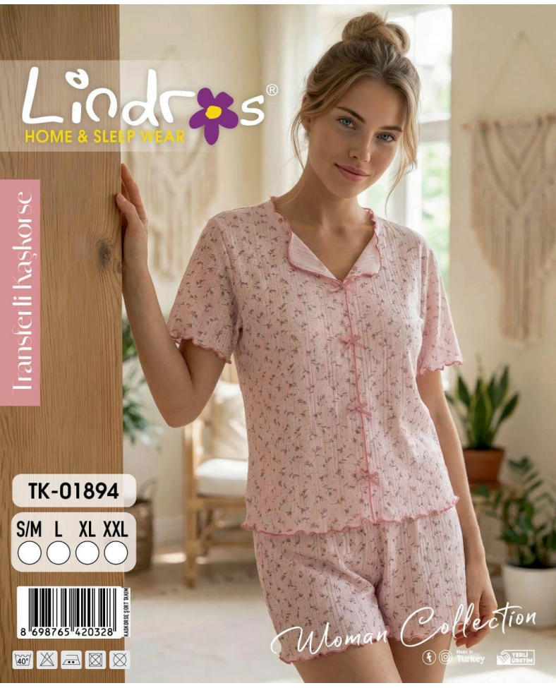 Lindros TK-01894 Kadın Kaşkorse Kısa Kol Şort Takım