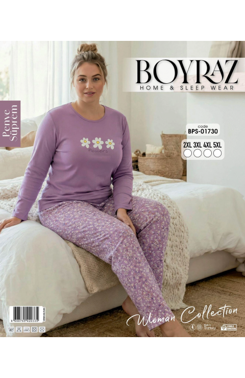 Boyraz BPS-01730  Kadın Battal  Uzun Kollu Pijama Takımı