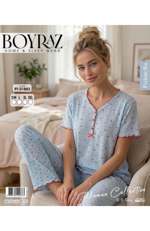 Boyraz PT-01883  Kadın Pointella Kısa Kol Pijama Takımı