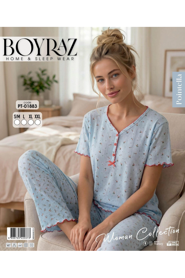 Boyraz PT-01883  Kadın Pointella Kısa Kol Pijama Takımı