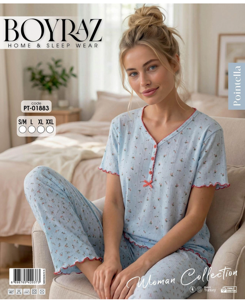Boyraz PT-01883  Kadın Pointella Kısa Kol Pijama Takımı