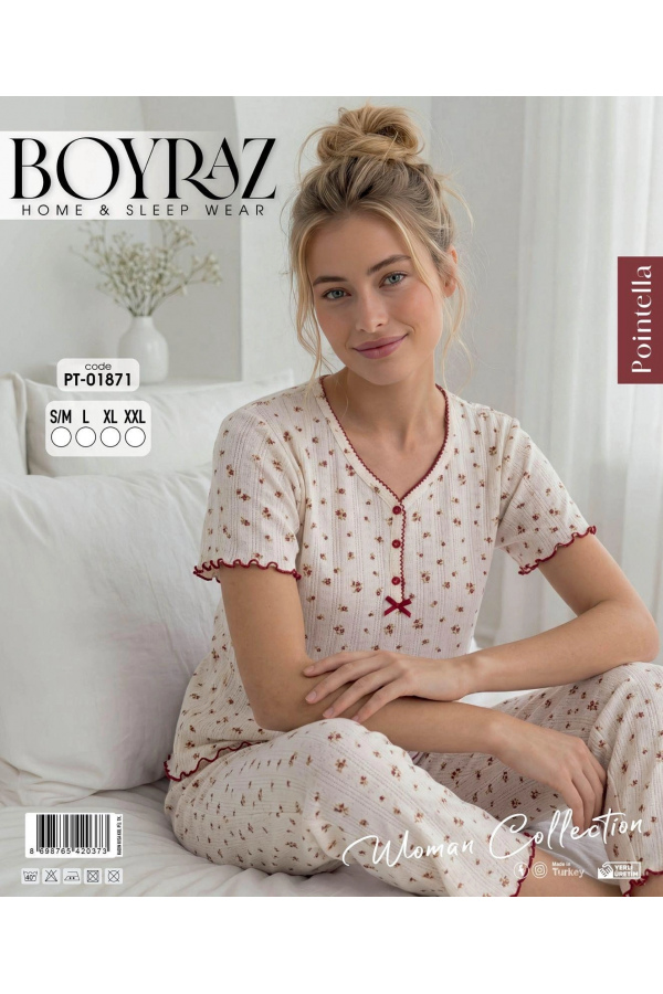 Boyraz PT-01871 Kadın Pointella Kısa Kol Pijama Takımı