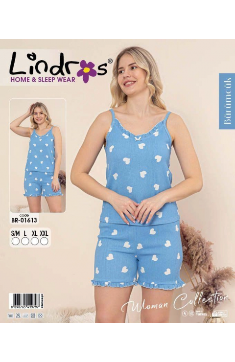 Lindros BR-01613 Kadın İp Askılı Bürümcük Şortlu Takım