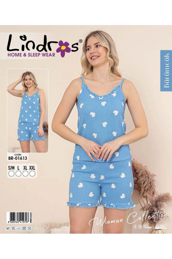 Lindros BR-01613 Kadın İp Askılı Bürümcük Şortlu Takım