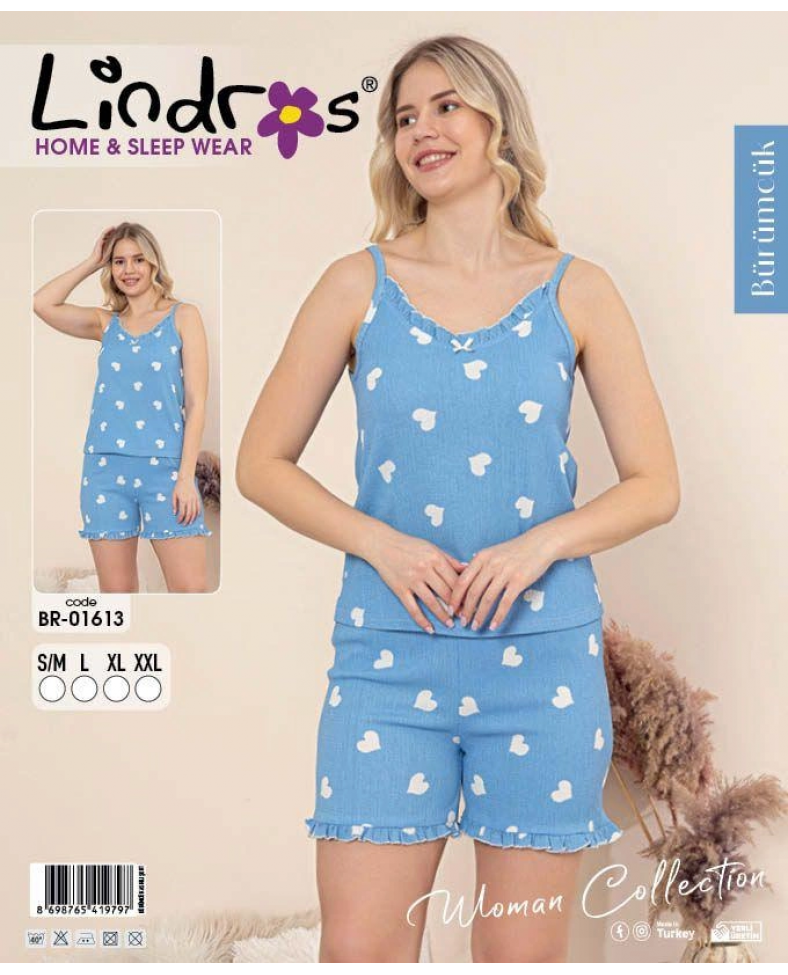 Lindros BR-01613 Kadın İp Askılı Bürümcük Şortlu Takım