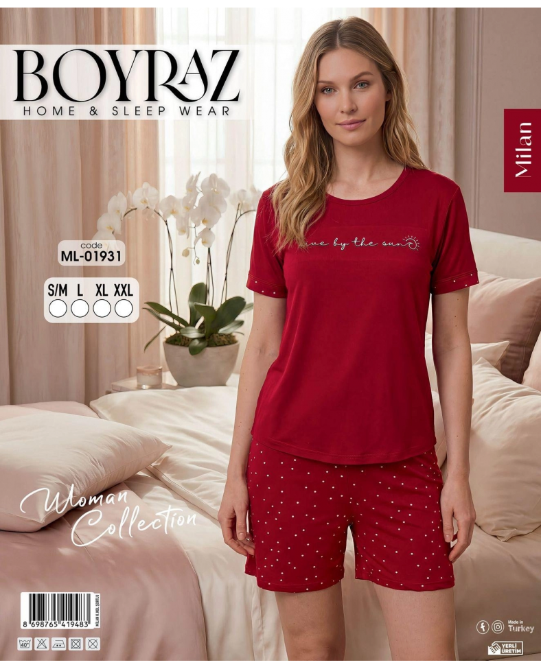 Boyraz ML-01931 Kadın Milan Kısa Kol Şortlu Takım
