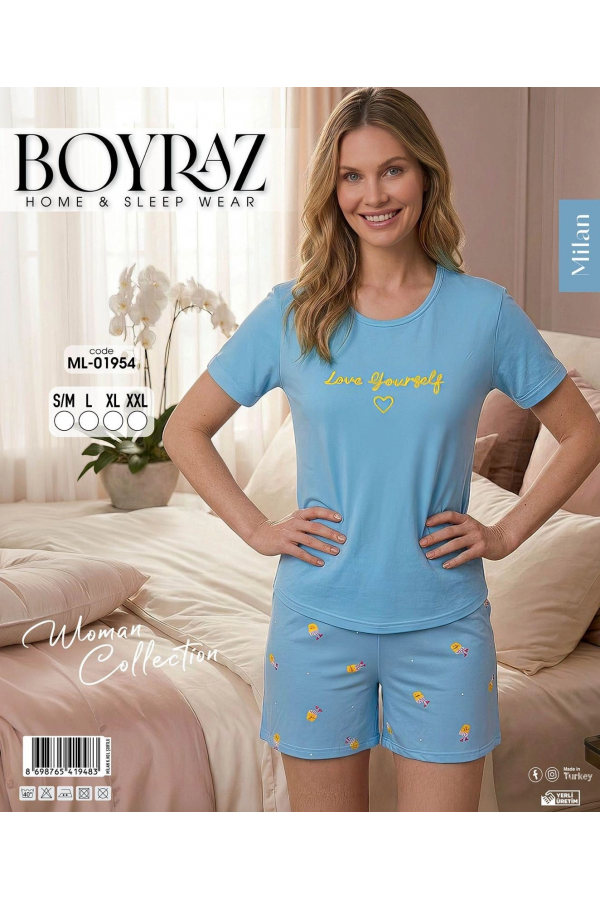 Boyraz ML-01954 Kadın Milan Kısa Kol Şortlu Takım
