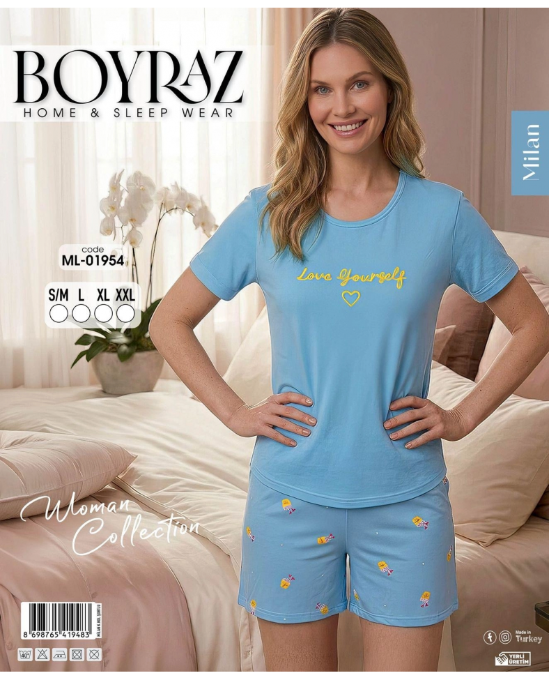 Boyraz ML-01954 Kadın Milan Kısa Kol Şortlu Takım