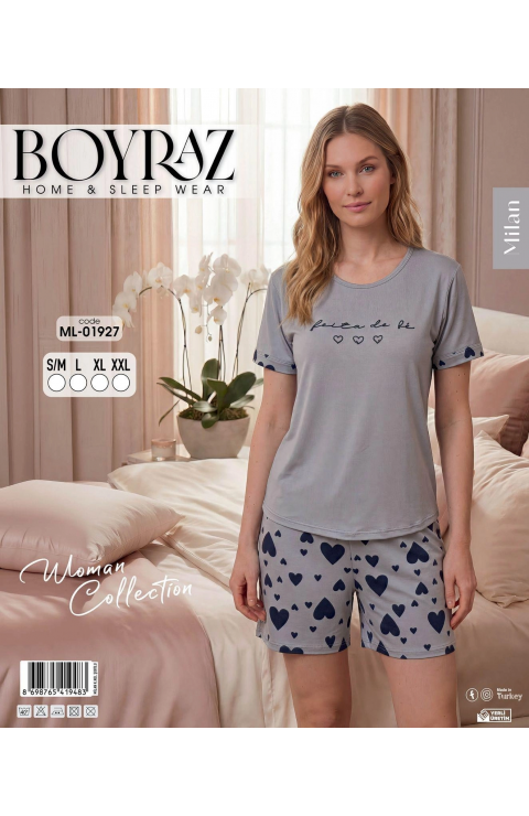 Boyraz ML-01927 Kadın Milan Kısa Kol Şortlu Takım