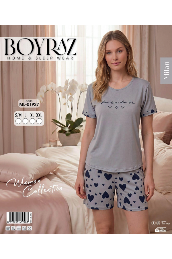 Boyraz ML-01927 Kadın Milan Kısa Kol Şortlu Takım