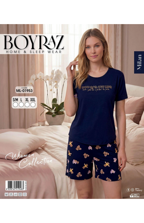 Boyraz ML-01953  Kadın Milan Kısa Kol Şortlu Takım