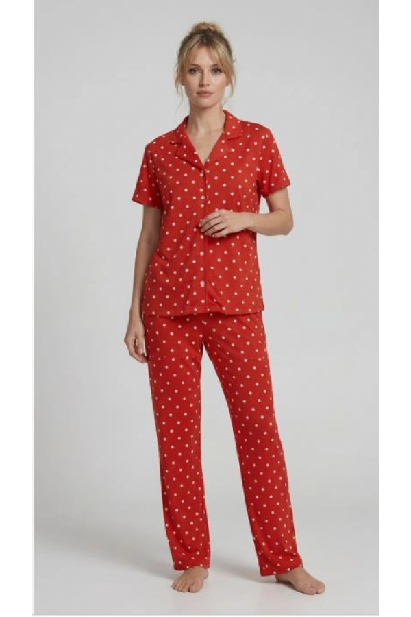 Les Boutons LB 1004 Kadın Düğmeli Kısa Kol Pijama Takımı