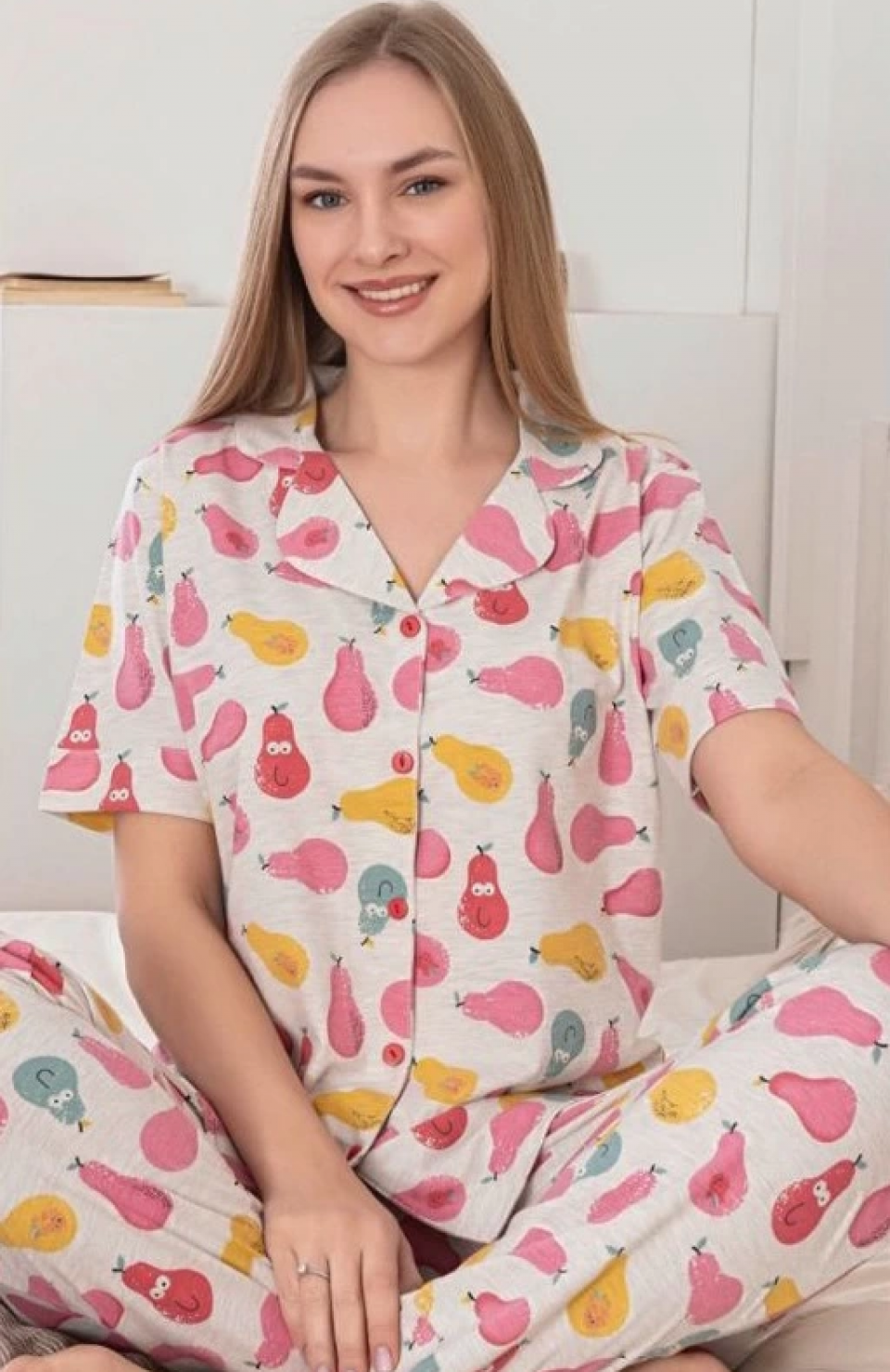 Alissa 6274 Kadın Armut Desenli Patlı Pijama Takımı
