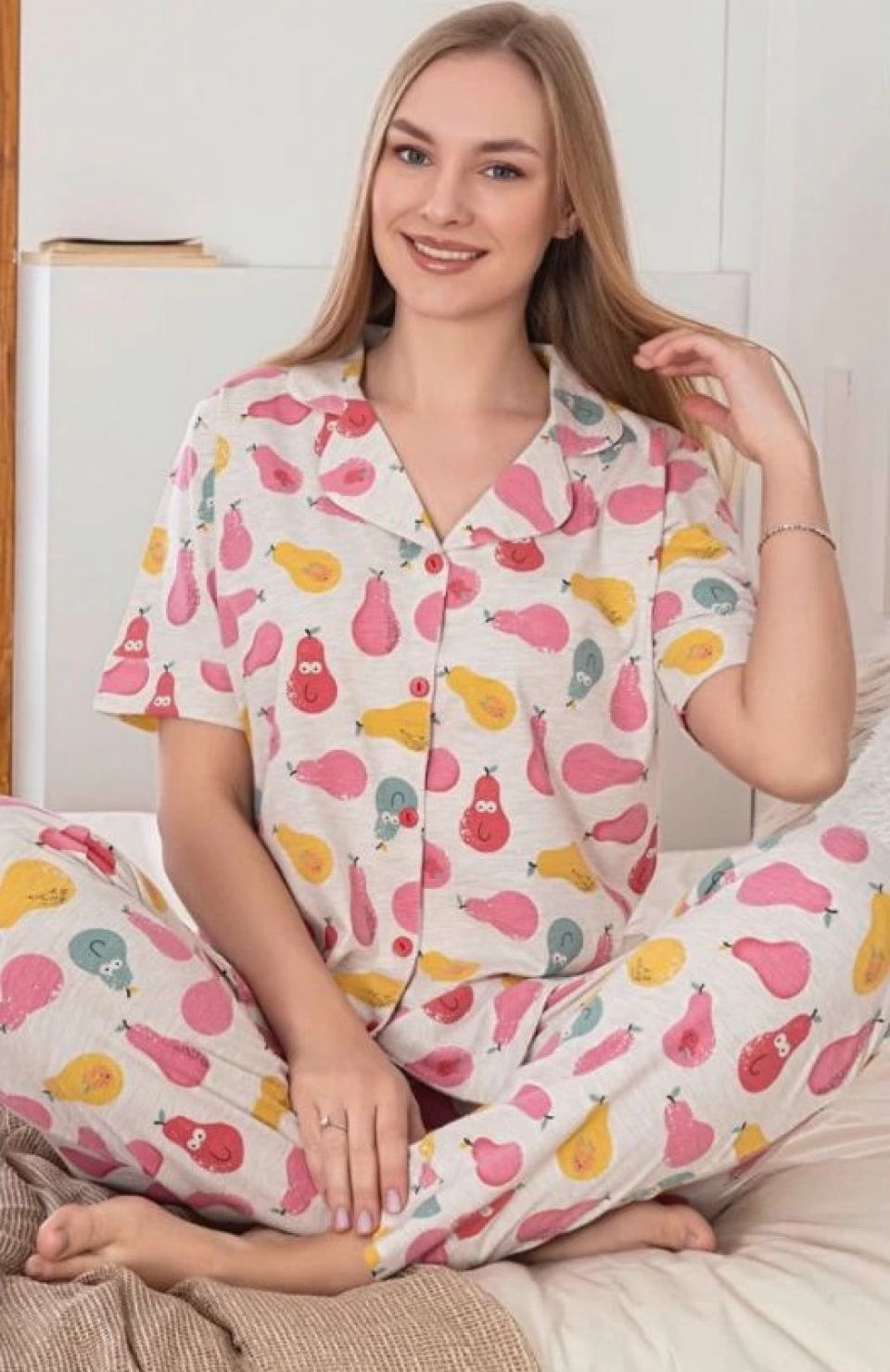 Alissa 6274 Kadın Armut Desenli Patlı Pijama Takımı