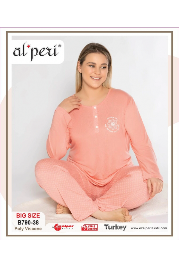 Alperi B790-38 Battal Kadın Uzun Kol Pijama Takımı