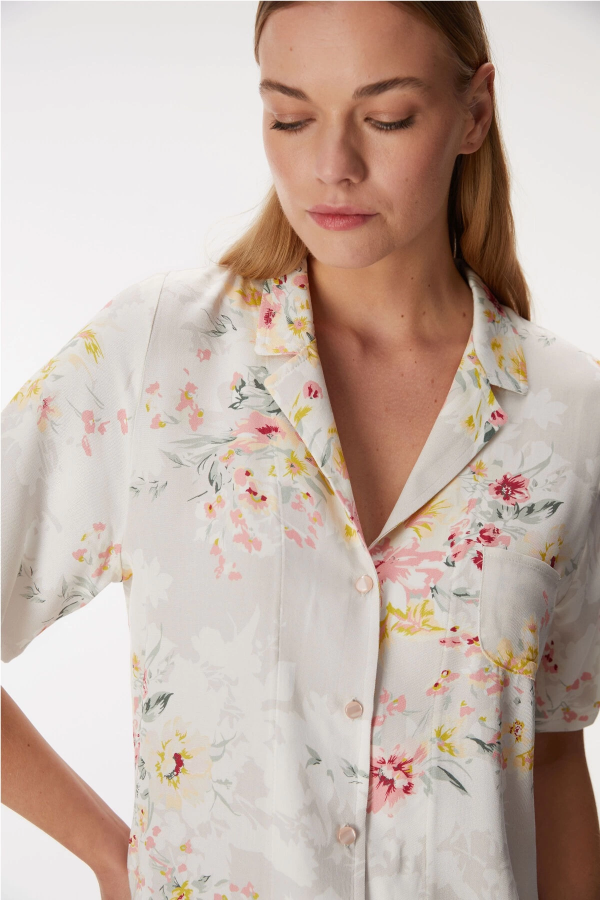 Anıl 11355 Kadın Kısa Kol Gömlek ve Şort Takım