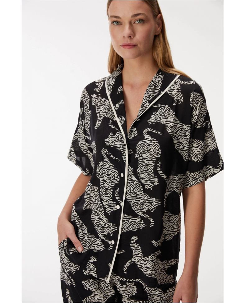 Anıl 11389 Bayan Kısa Kol Gömlek ve Pantolon Takım