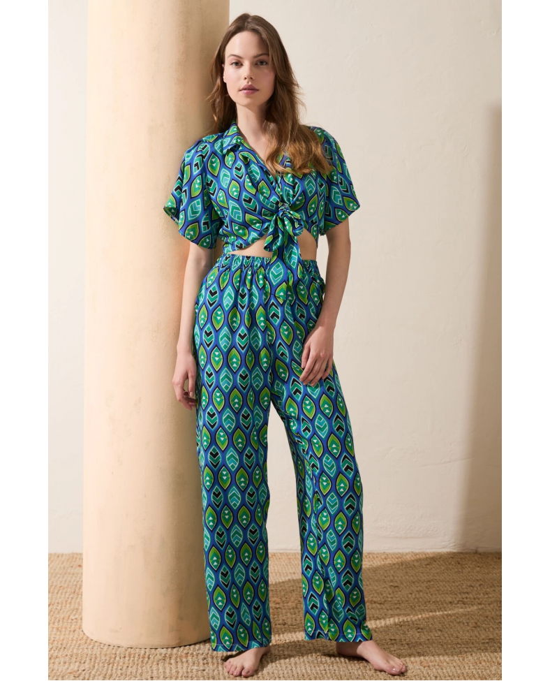 Anıl 11636 Kadın Kısa Kol Gömlek ve Pantolon Takım