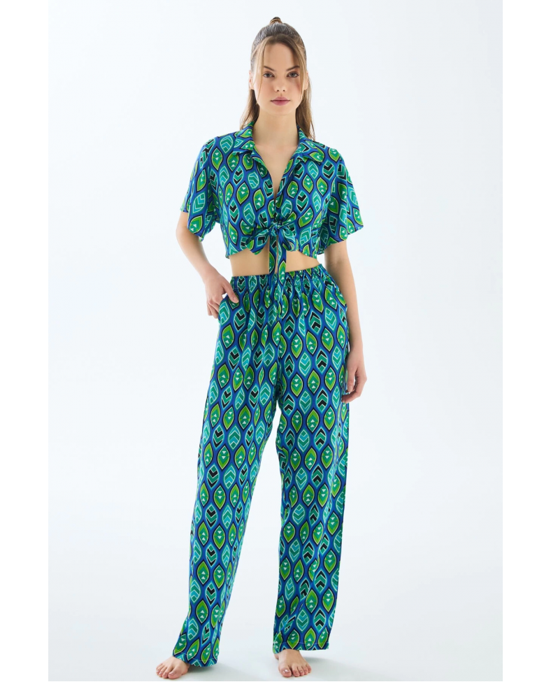 Anıl 11636 Kadın Kısa Kol Gömlek ve Pantolon Takım
