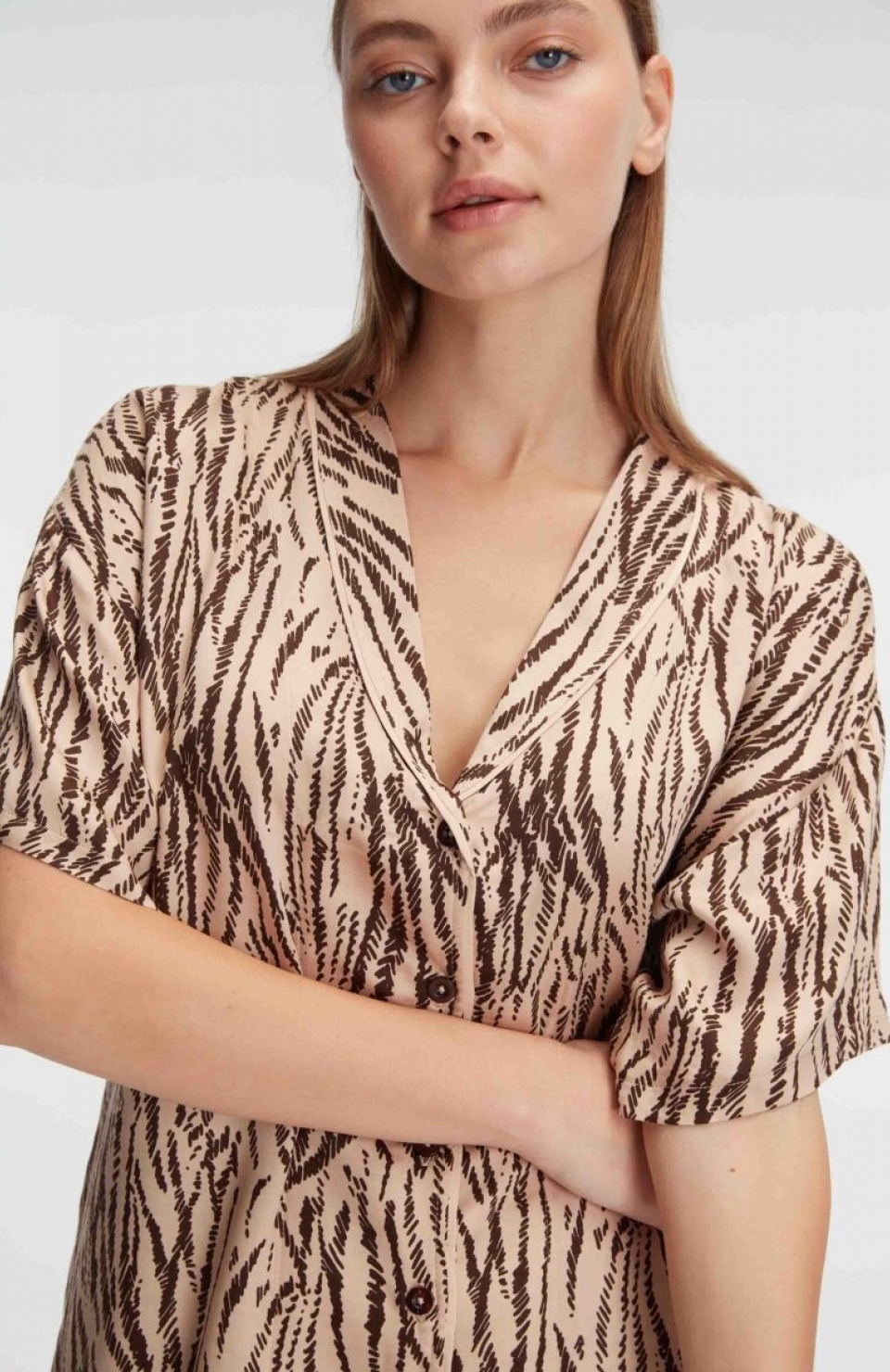 Anıl 9898 Kadın Kısa Kol Viskon Kumaş Desenli Pijama Takımı