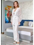 Aqua 24584 Dantel Detay Sabahlıklı 3'lü Pijama Takımı