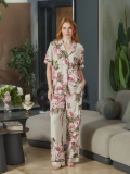 Aqua 26546 Kadın Desenli Düğmeli Kısa Kol Pijama Takım