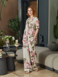 Aqua 26546 Kadın Desenli Düğmeli Kısa Kol Pijama Takım