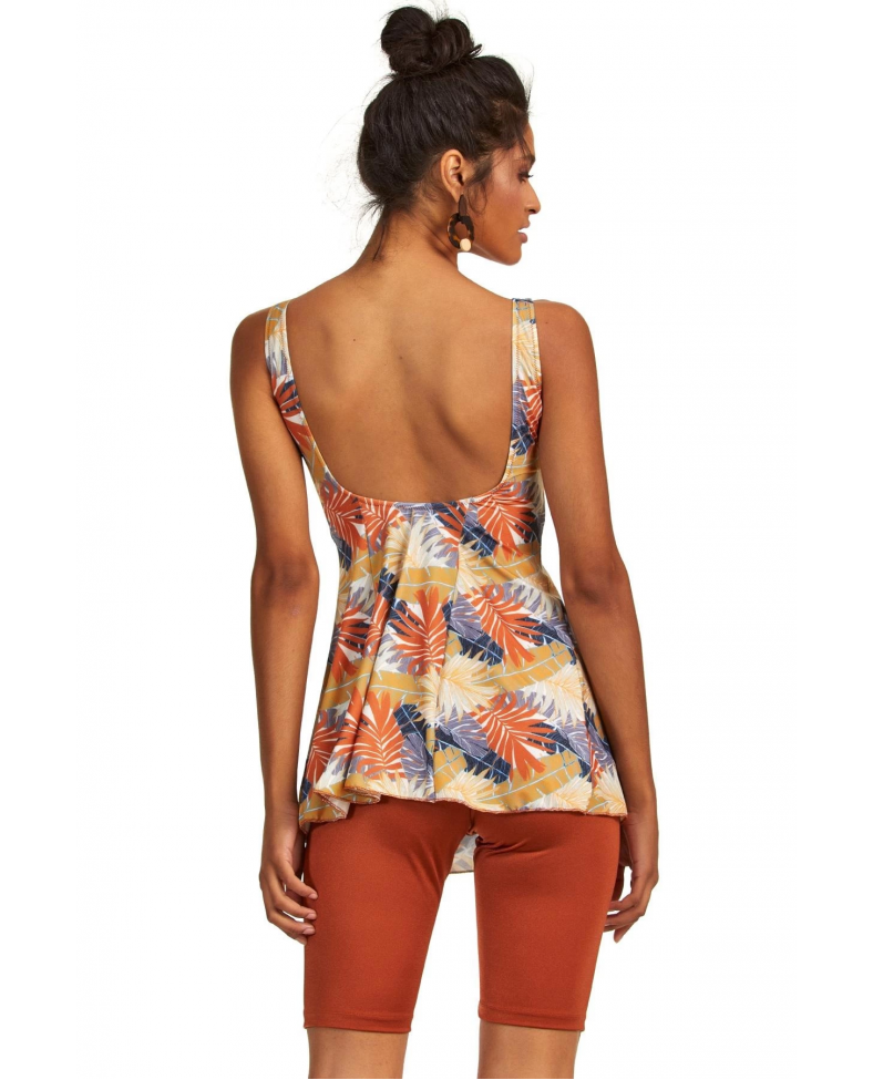 Argento 0551-9165 Yaprak Desenli Yarı Kapalı Taytlı Tankini