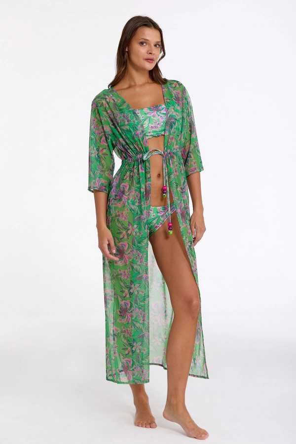 Argento 2106-3014 Kadın Önü Açık Uzun Kaftan