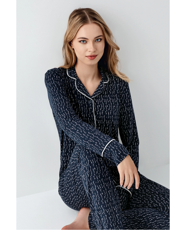 Arnetta 3430-S Kadın Gömlek Yaka Pijama Takımı