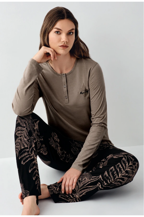 Arnetta 3439-X Kadın Battal Uzun Kol Pijama Takım