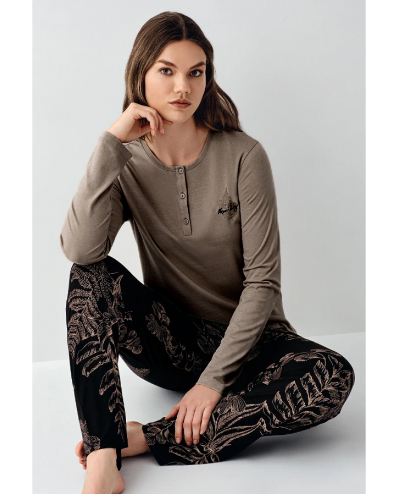 Arnetta 3439-X Kadın Battal Uzun Kol Pijama Takım