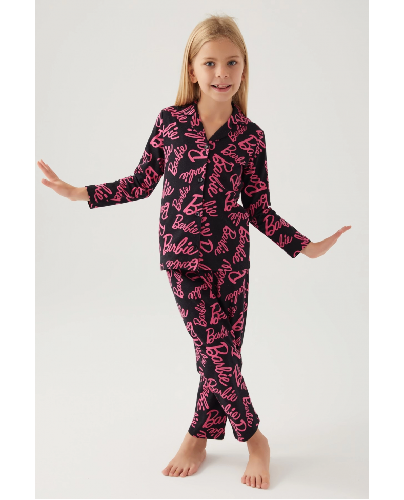 Barbie 1767-3 Kız Çocuk Gömlek Pijama Takımı