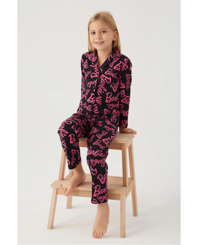 Barbie 1767-3 Kız Çocuk Gömlek Pijama Takımı