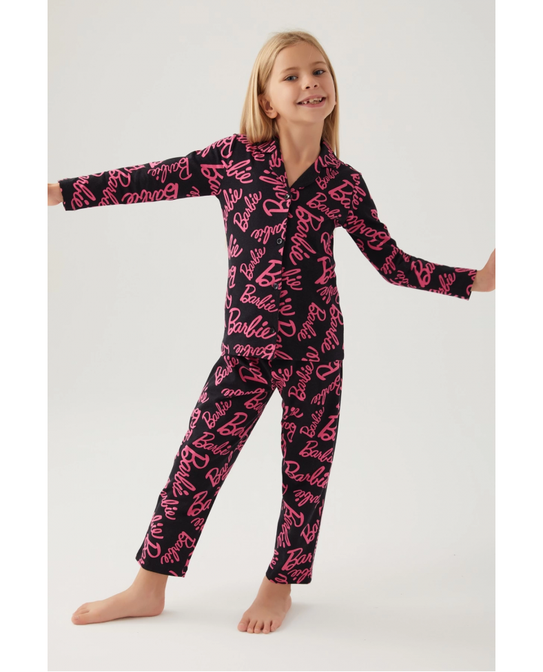 Barbie 1767-3 Kız Çocuk Gömlek Pijama Takımı